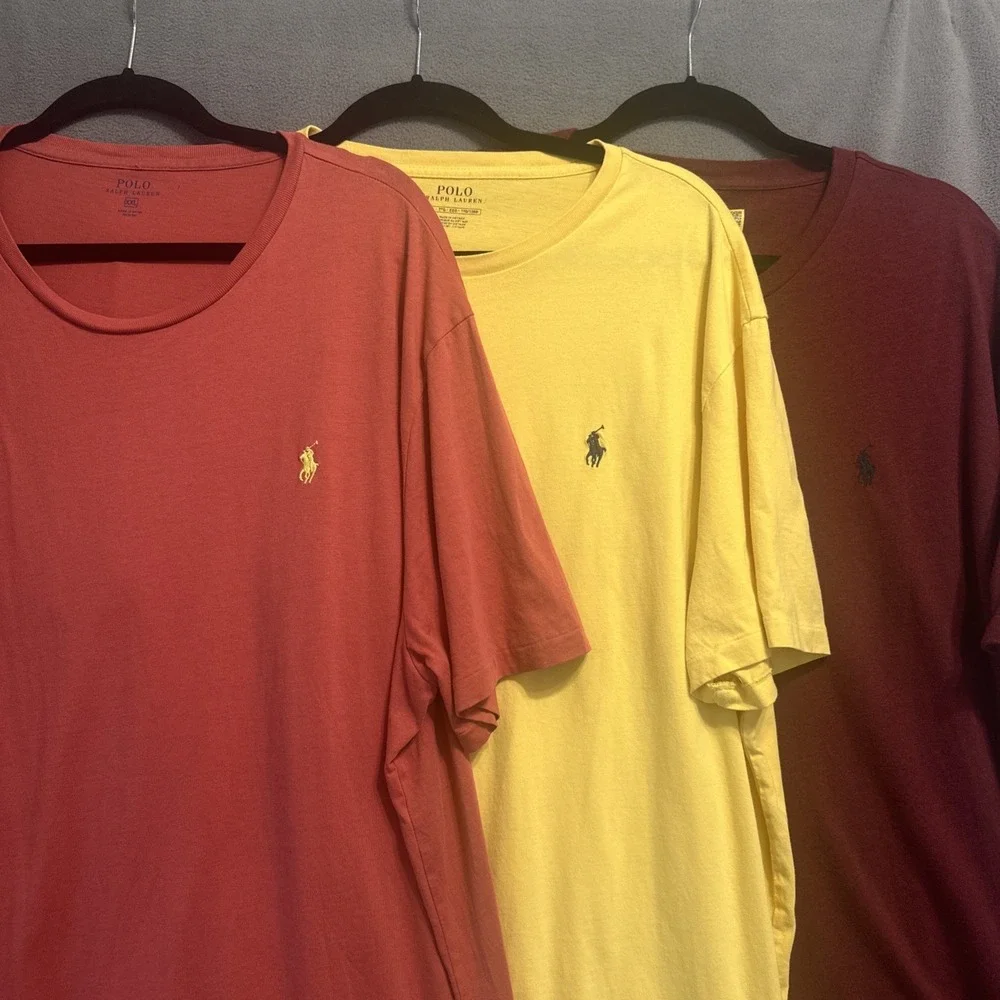 Lot of 3 Polo Ralph Lauren T-shirts Crew Neck Tee Mens XXL Pony Logo 100% Cotton